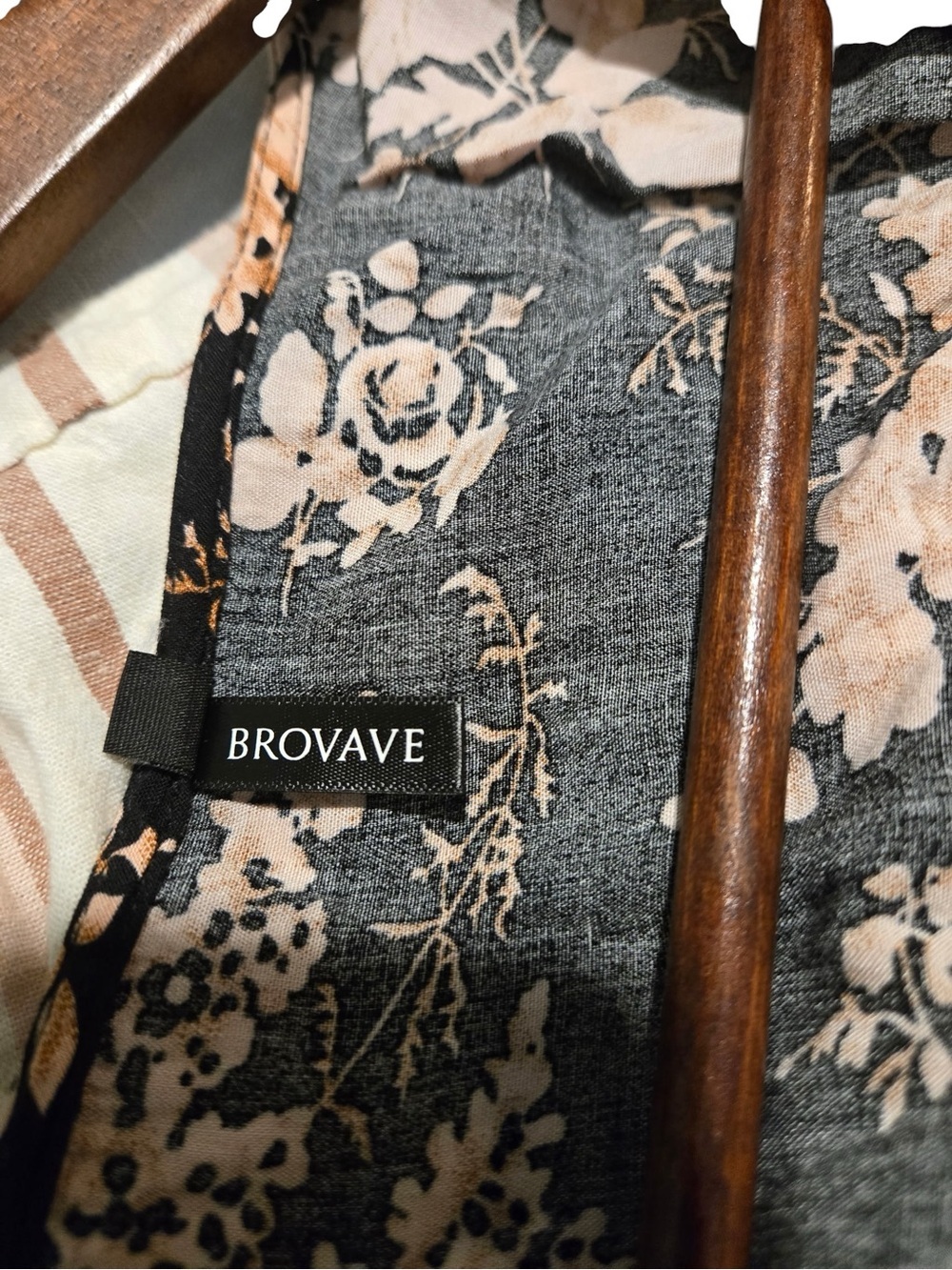 BROVAVE Black Floral Boho Midi Dress SZ L Cottagecore Romantic - Picture 7 of 10